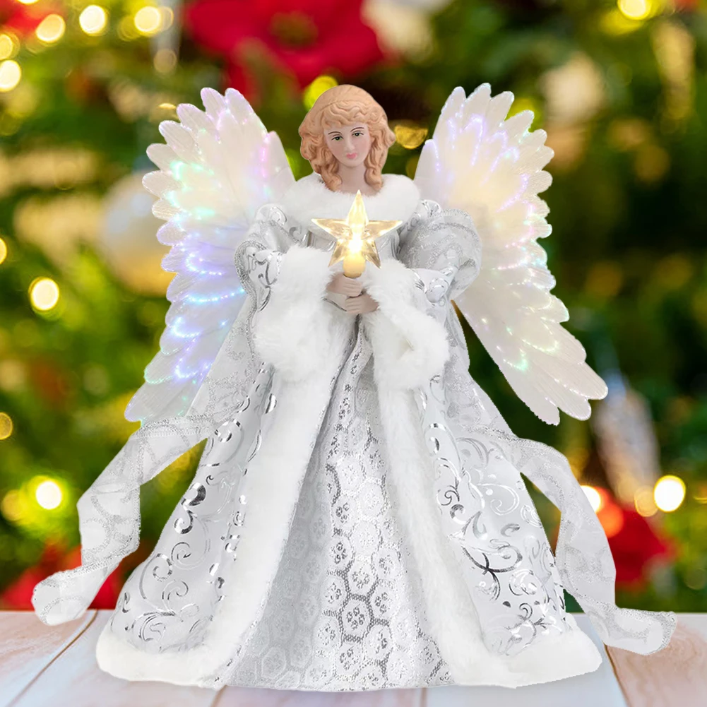 Angel Tree Topper Pendant Christmas Tree Topper Decorative Lights Reusable Festival Theme Xmas Holiday Party Decoration christmas tree decoration