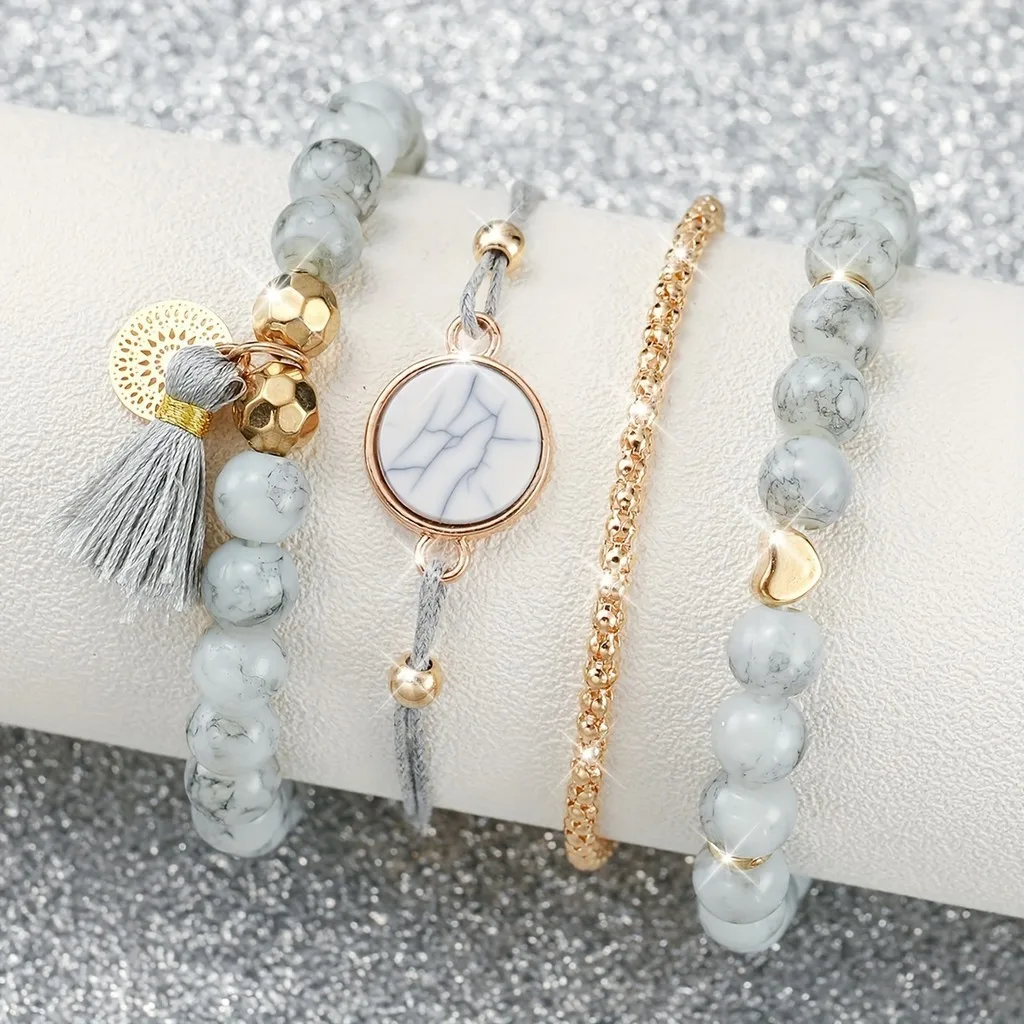 5PCS Ladies Roman Digital Quartz Watch Large Dial Full Sky Star Women's Watches Bracelet Set Birthday Gift No Box 5