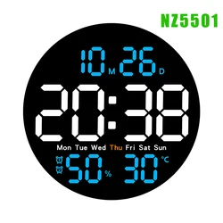 Smart LED Wall Clock with Dual Alarms, Calendar & Temperature Display - Adjustable Brightness (501B)