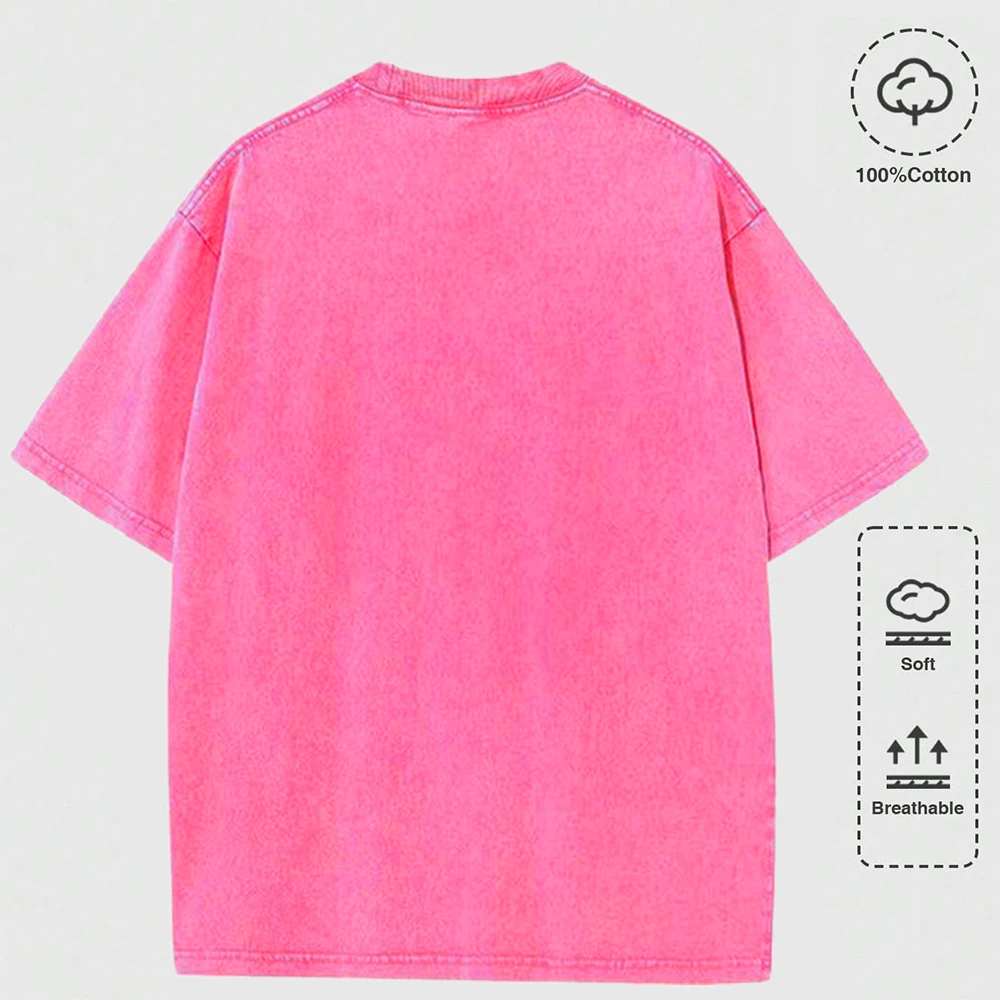 Floral & Mushroom Print Oversized Cotton T-Shirt - Women's Casual Summer Top
