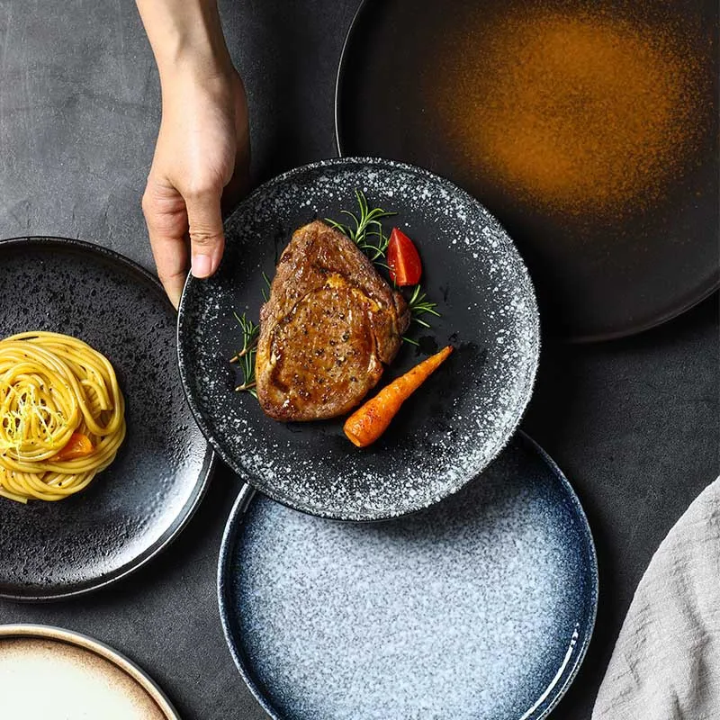 Steak plate, western food plate, household ins flat ceramic pasta Japanese tableware, hotel business