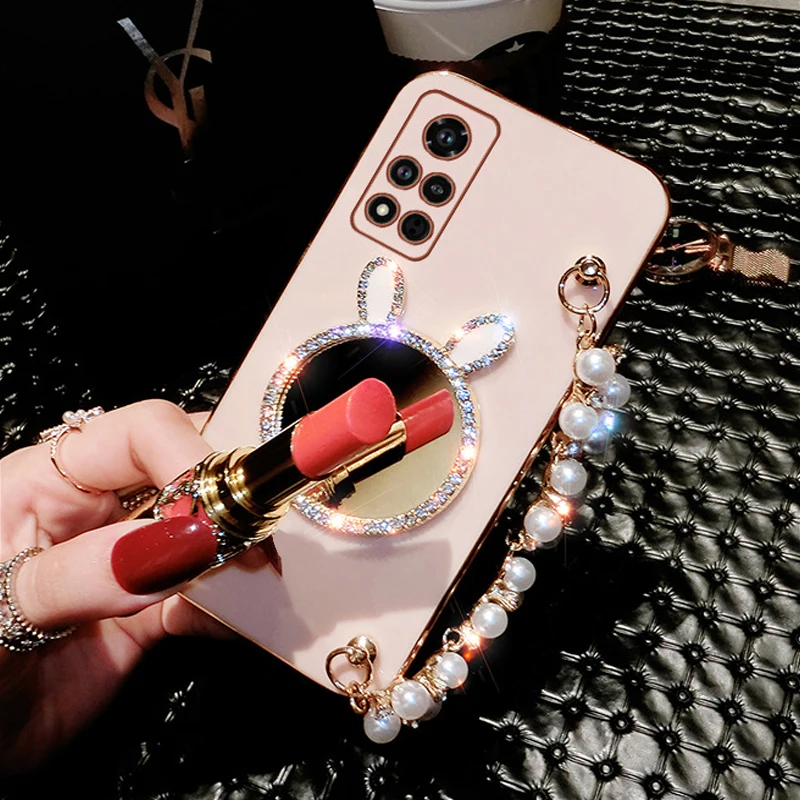 Make Up Mirror Girly Phone Case Per Samsung S23 Ultra S22 S21 Plus S20 Se A53 5G A32 Coque Cover Protettiva Per Fotocamera Soft Fundas