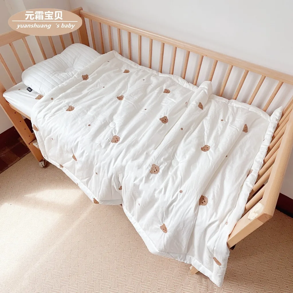 Pure Cotton Embroidered Baby Quilt Newborn Baby Summer Cool Quilt Pure Cotton Four Seasons Breathable Thickened