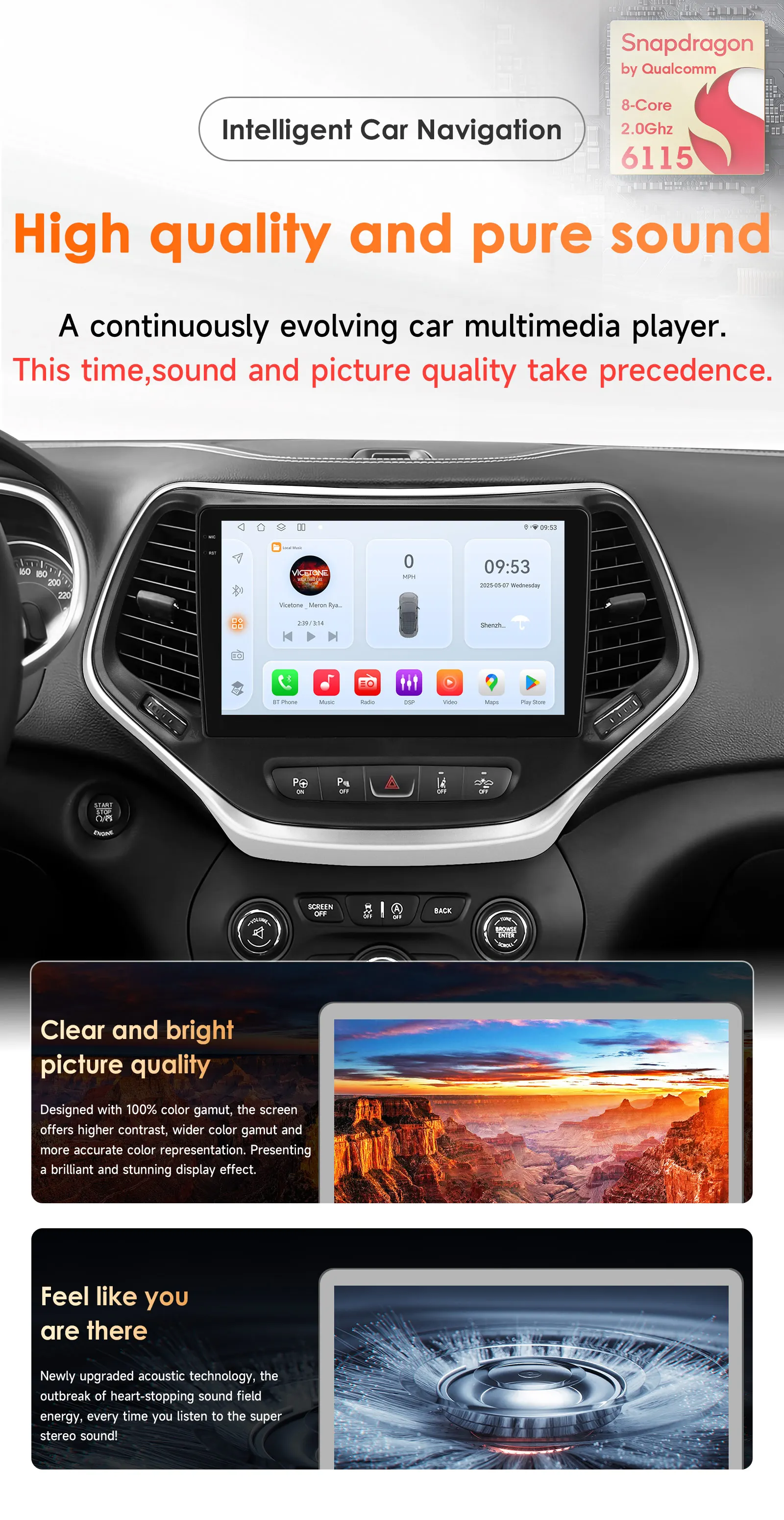 Hizpo Android Auto Carplay für JEEP Grand Cherokee 2013 - 2018 Multimedia-Autoradio-Navigationsgerät Video WIFI+4G DSP 8+128G – Detail 4