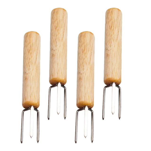 4 Db Fém Villák Kukorica Nyárs Tartó A Cob 10X1,5 Cm -Es Bbq Főzési Szerszámok Rozsdamentes Acél Barbecue Hús
