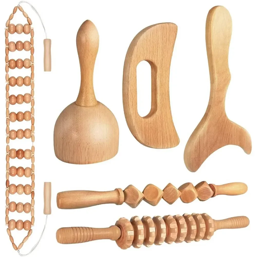 

Wood Therapy Massage Tools, Maderoterapia Kit for Anticellulite, Wood Lymphatic Drainage Massage Tools Set for Body Sculpting
