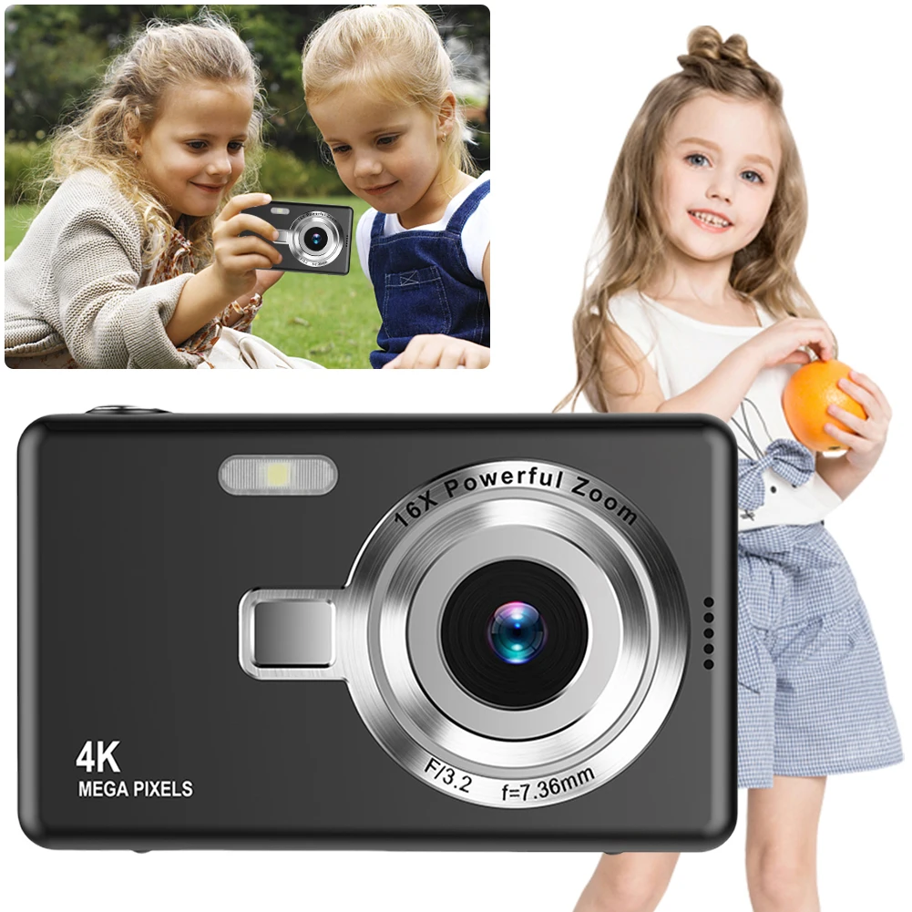 4K HD 1080P Digital Camera 96MP Portable Vlogging Camera 16X Zoom Camcorder Camera 2.4 Inch IPS Screen for Photography and Video