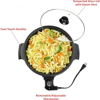 Appliances 12-Inch Round Nonstick Electric Skillet with Vented Glass Lid, Removable Thermostat, Easy to Clean, Black 2