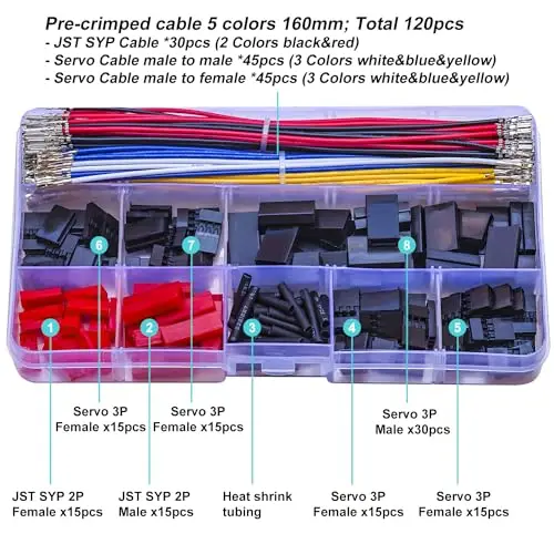 Kit connecteurs servo JST-SYP 2.5mm & 2.54mm mâle femelle 22AWG câbles