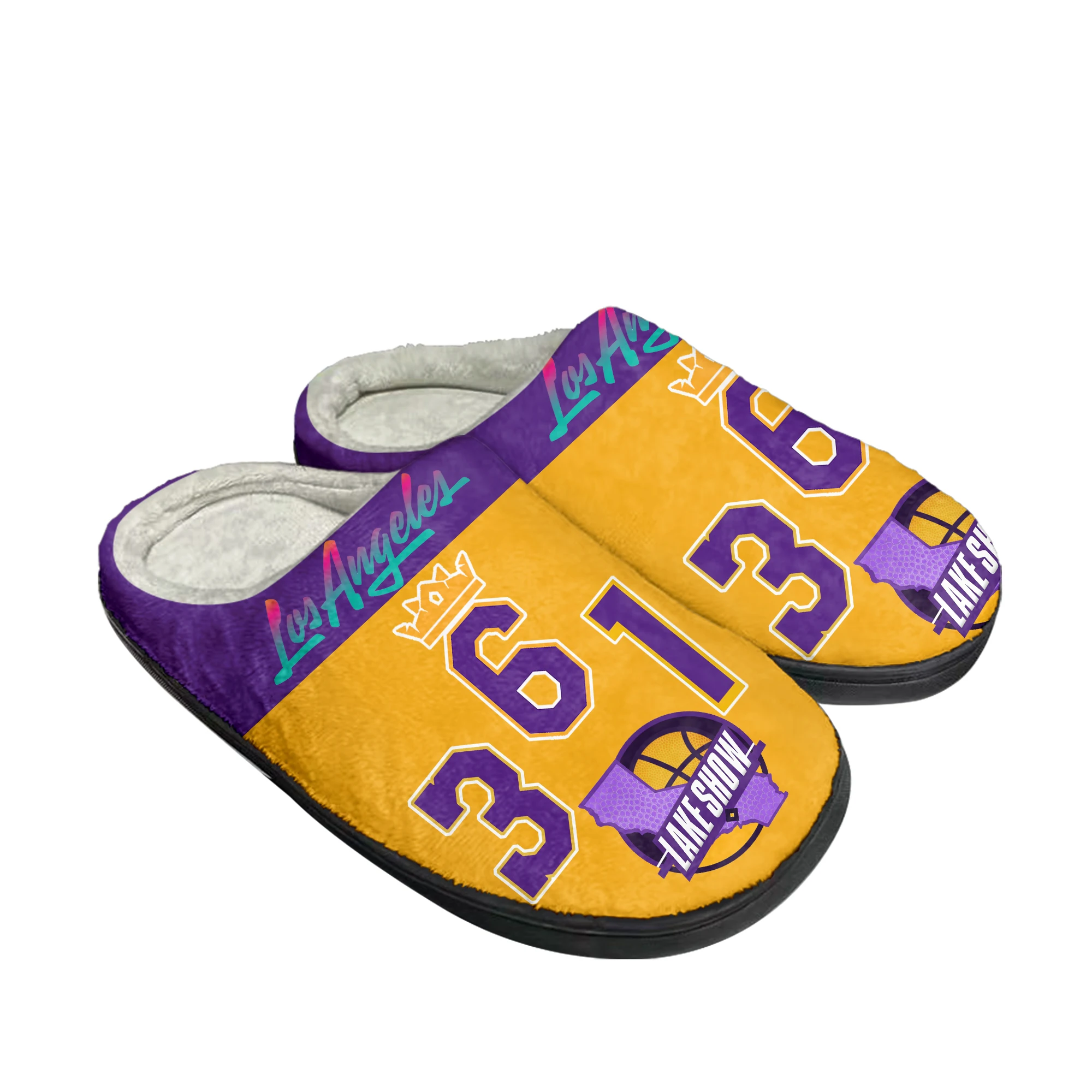 

Тапочки Los Angeles Number 6 3 1 lake show, домашние хлопковые, мужские и женские, плюшевые, для спальни, Повседневная сохраняющая тепло обувь, домашняя обувь на заказ