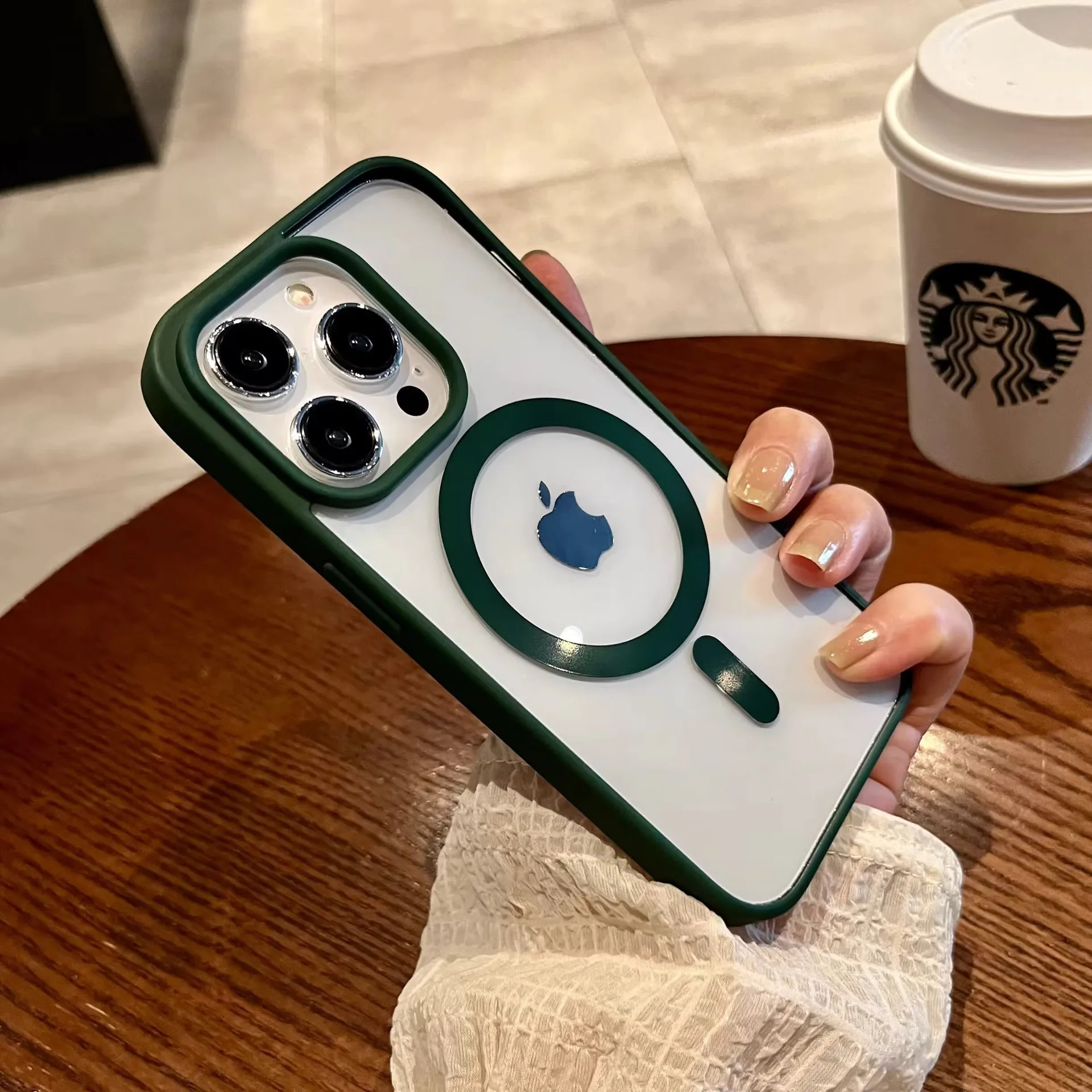thumbnail image 1 of Luxury Transparent Magnetic Case For iPhone 15 14 13 12 11 Pro Max Plus Phone Cases For Magsafe Wireless Charge Shockproof Cover, 1 of 5