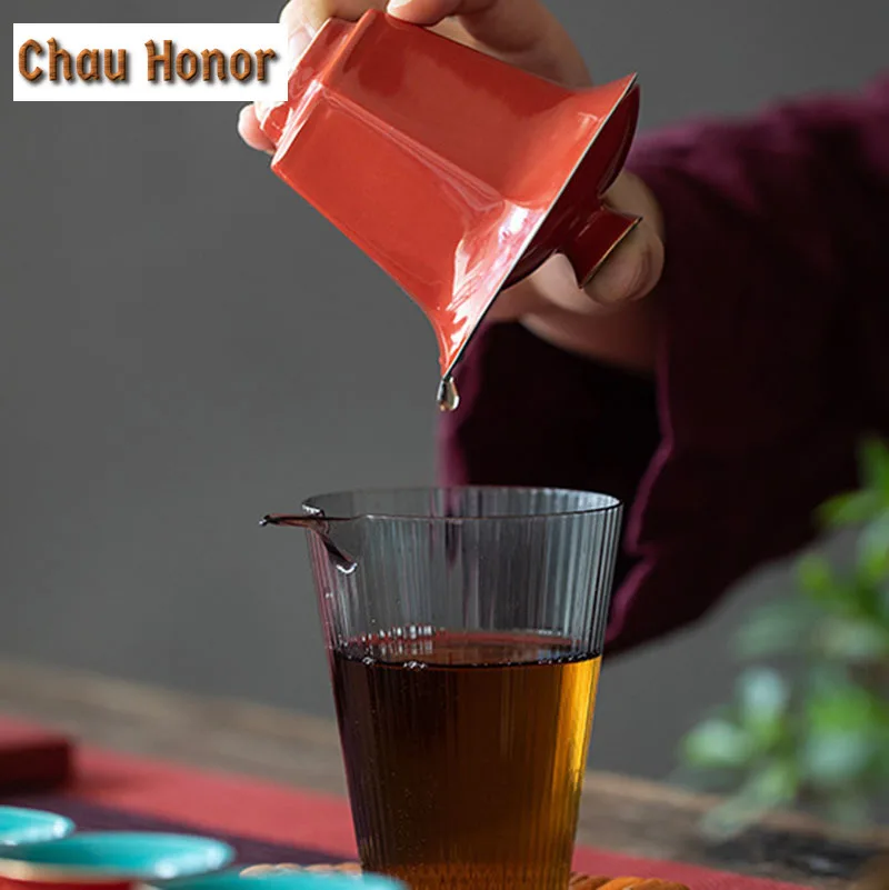 120ml Retro Red Ceramic Glaze Hexagon Tea Tureen Tea Bowl With Cover Tea Maker Gaiwan Household Kung Fu Tea Hand Grasping Bowl