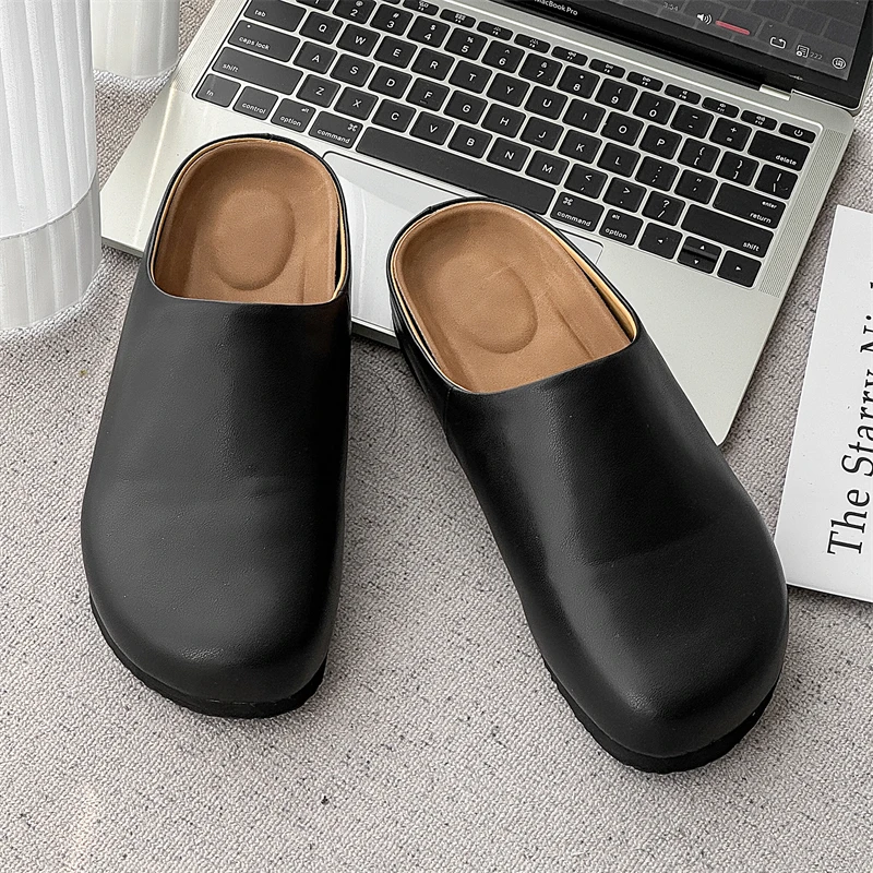 Classic Comfy Soft Sole Muller Shoes Leisure Walk Slippers Men Non-slip Summer Flats Stylish Sandals Male Half Drag Beach Shoes