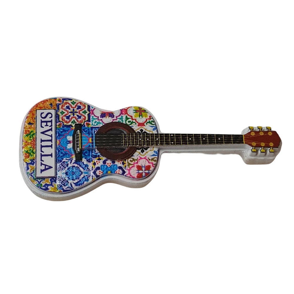 Seville Spain 3D Guitar Fridge Magnet Souvenir Gift Resin Handmade Sevilla Refrigerator Magnet Home Decoration Collection