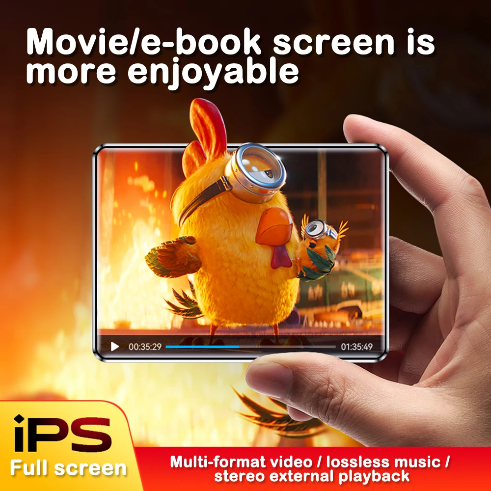 2.4 Inch Full Screen MP3 Walkman 1Pcs Student Version Mini Ultra-thin Bluetooth Portable Touch Screen Music Player Support FM