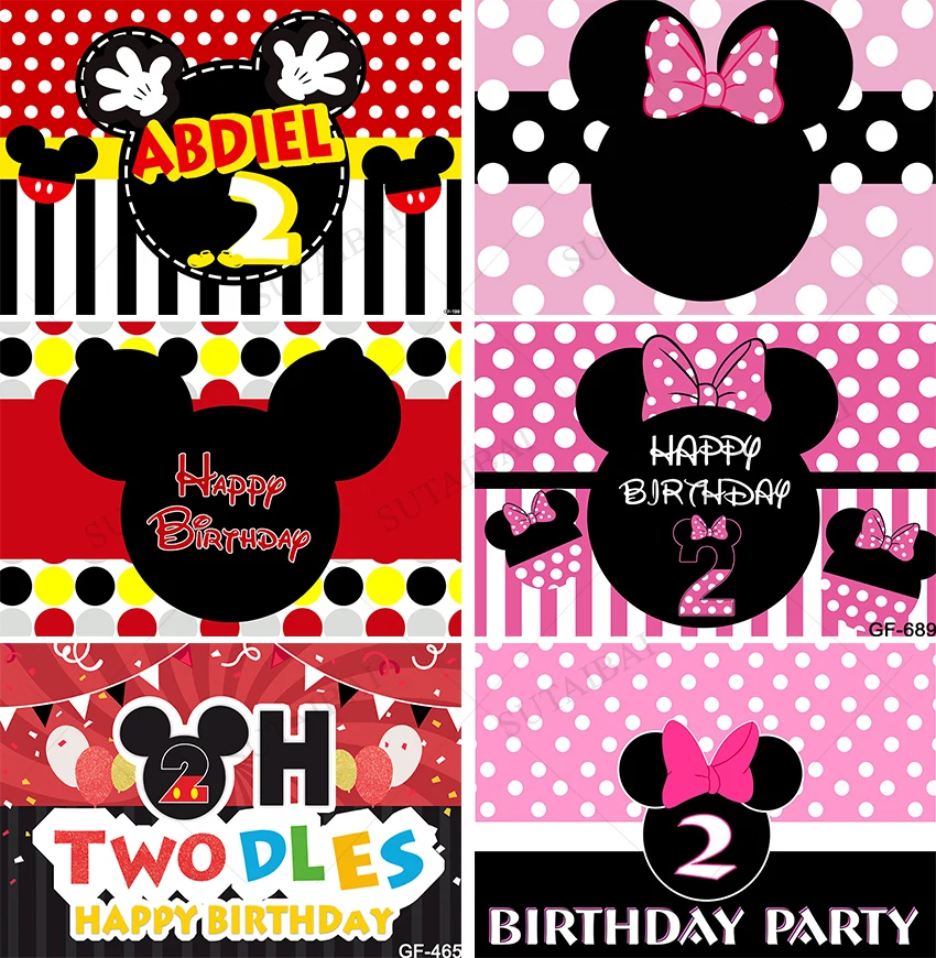 

Birthday Party Cartoon Mouse Head Deco Backdrop Girl Celebrate Party Supplie Kid Happy Sweet Photocall Banner Photo Studio Booth