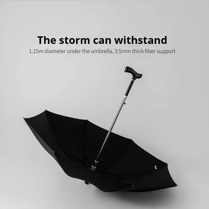 Parachase Strong Walking Cane Umbrella Windproof Adjustable Long Handle Crutches Umbrella Men Women Big Golf Waterproof