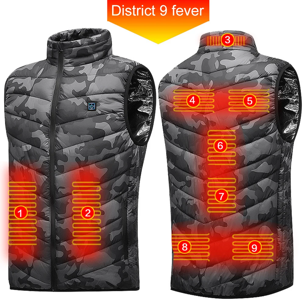 Thermal USB Electric Heating Vest 9 Area For Camping Men Women
