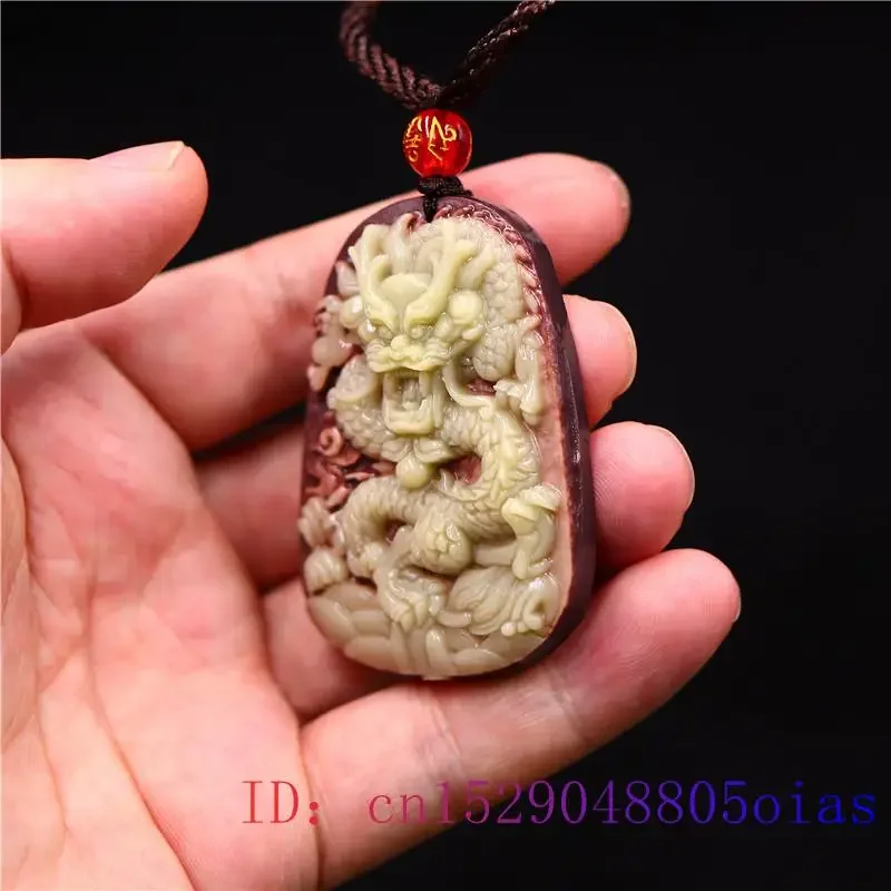 Jade Dragon Pendant Necklace Chinese Jewelry Gemstone Amulet Charm Gifts Lucky Fashion Carved Natural