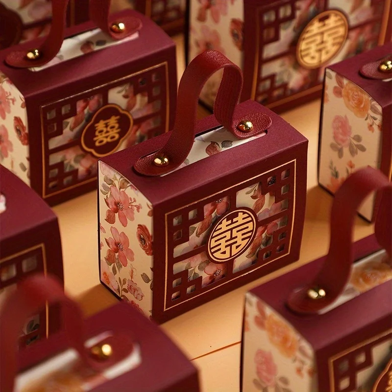 5pcs Chinese Style Gift Box, Candy Box, for Wedding, New Year Gifts. Simple and Advanced Packaging Box(Folding Required)