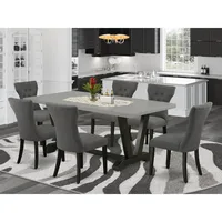 V697GA650-7 7 Piece Dinette Set Consist of a Rectangle Dining Room Table with V-Legs and 6 Dark Gotham Linen 2