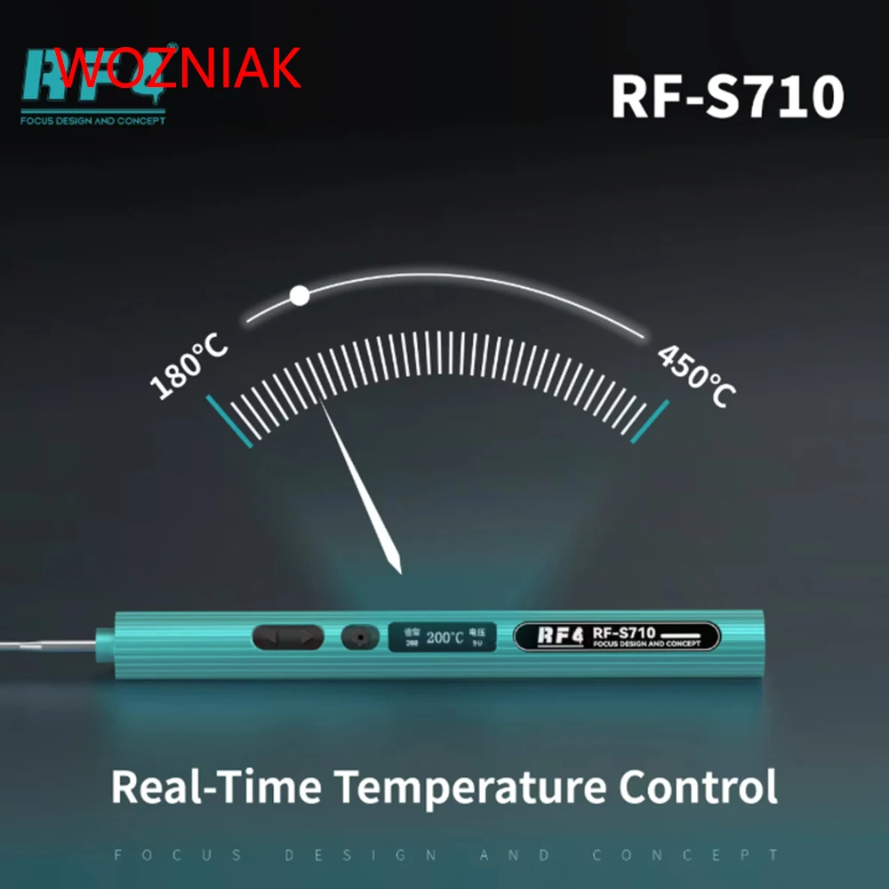 RF4 RF-S710 알루미늄 합금 휴대용 납땜 인두 C210 정밀 팁 타입-C 충전식 온도 조절 자동 절전 수리 도구
