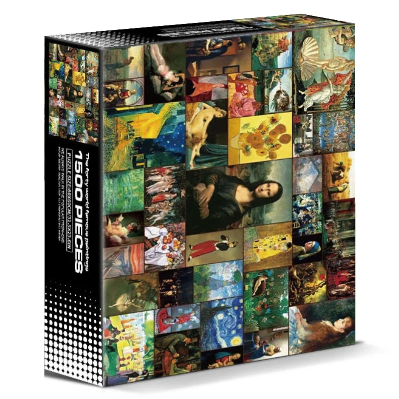 80*60cm 1500pcs Paper Jigsaw Puzzle The Forty World Famous Paintings Figure Statue Painting Stress Reducing Toys Christmas Gift 4