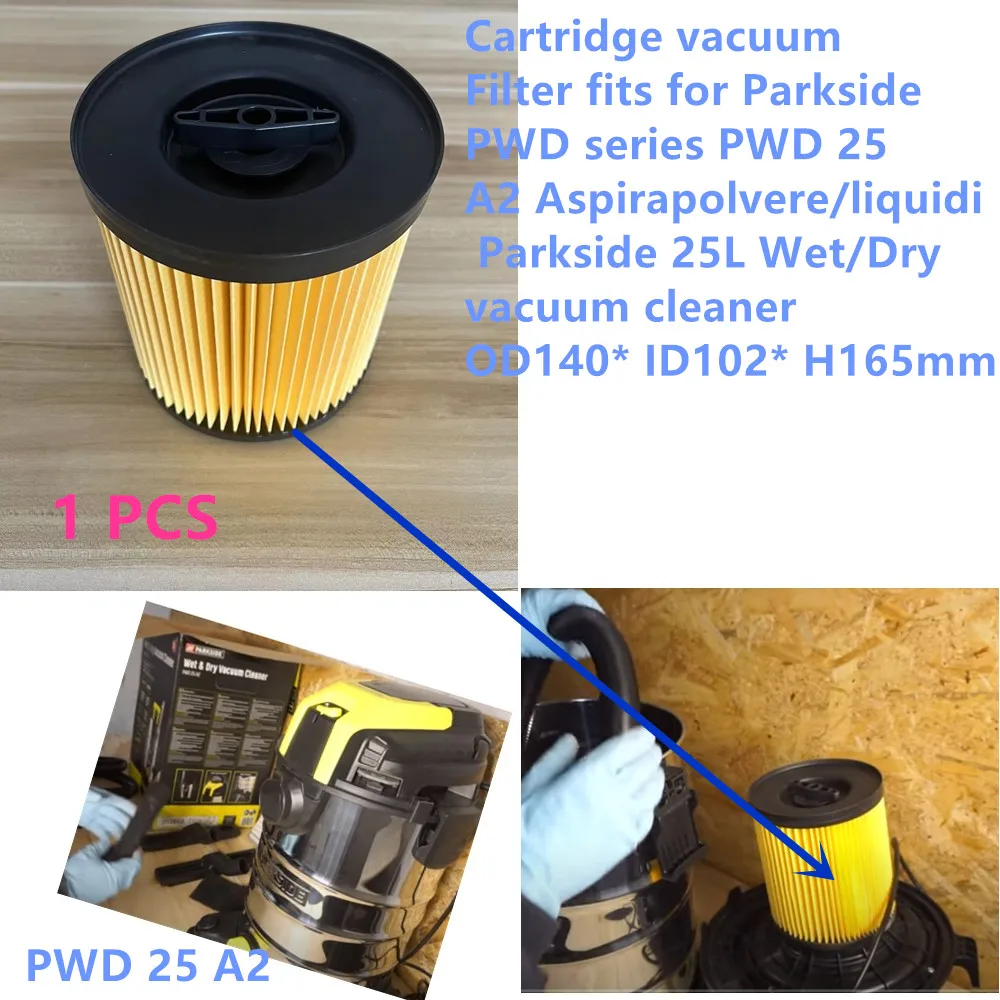 1 pz cartuccia filtro per vuoto adatto per Parkside serie PWD PWD 25 A2  Aspirapolvere/liquido Parkside 25L Aspirapolvere bagnato/secco