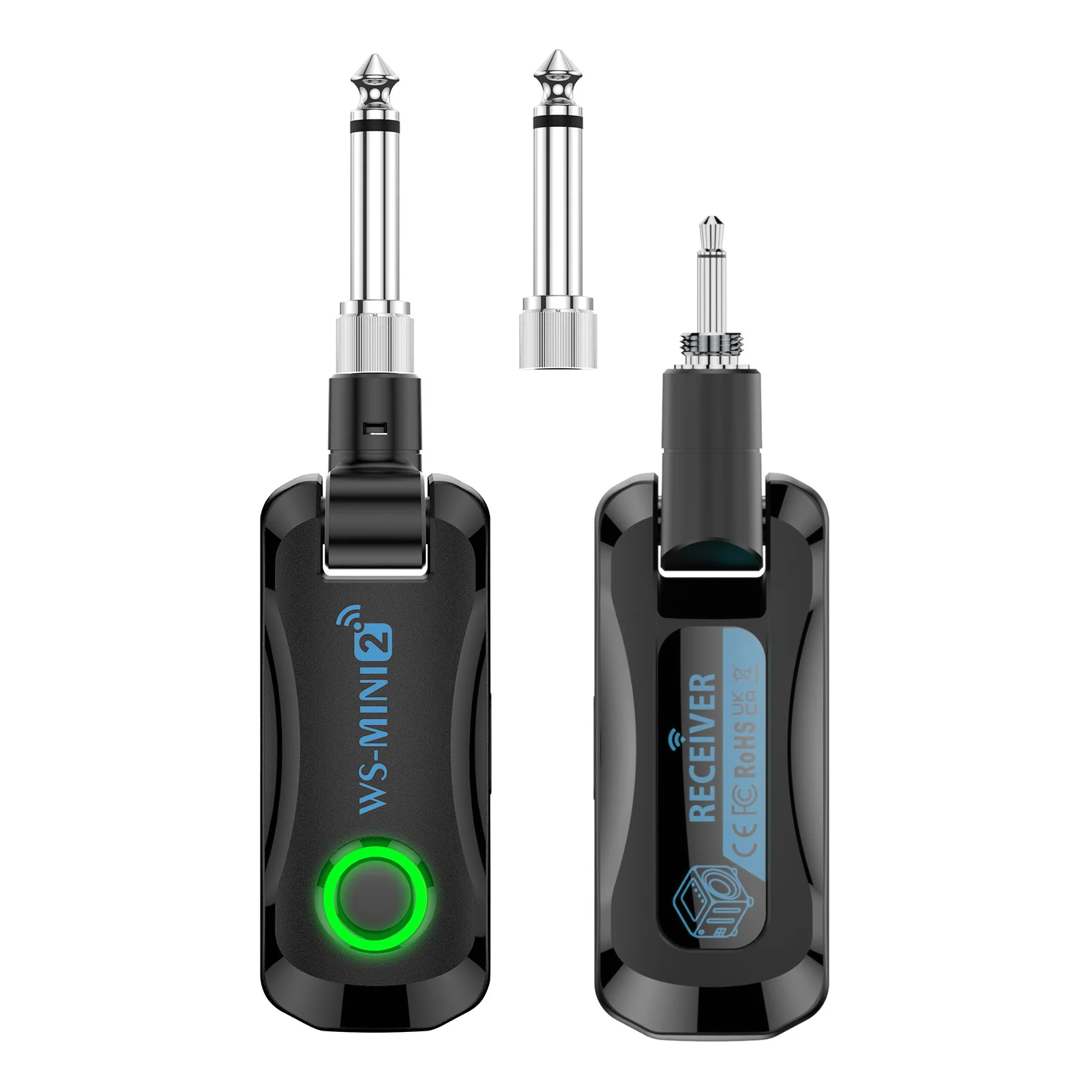 2.4G Wireless Guitar System Rechargeable Portable Transmitter Receiver Set with Charging Compartment 4 Channel