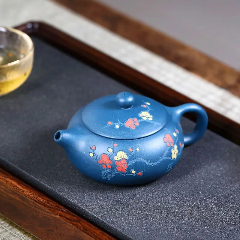 

200ml Yixing Tea Pots Handmade Purple Clay Teapot Plum Blossom Raw Ore Azure Mud Beauty Kettle Customized Tea Set