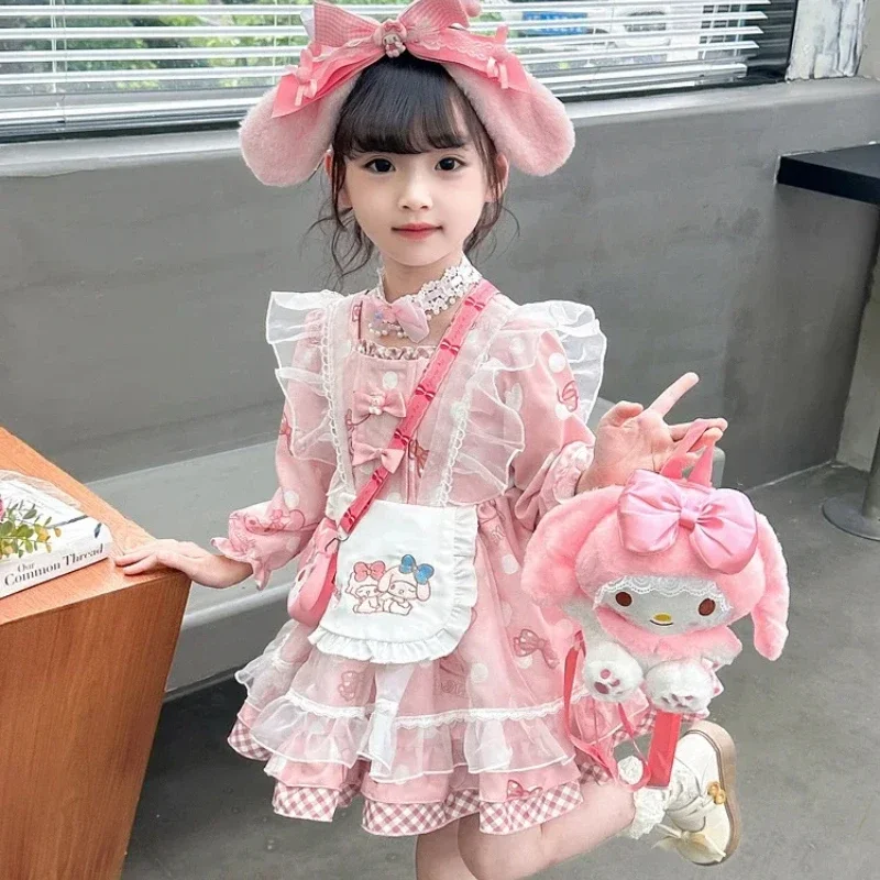 Halloween Sanrio My Melody Anime Children Dress Cartoon Lolita Princess Dresses JK Leisure Suit Summer Party Sweet Girl Birthday