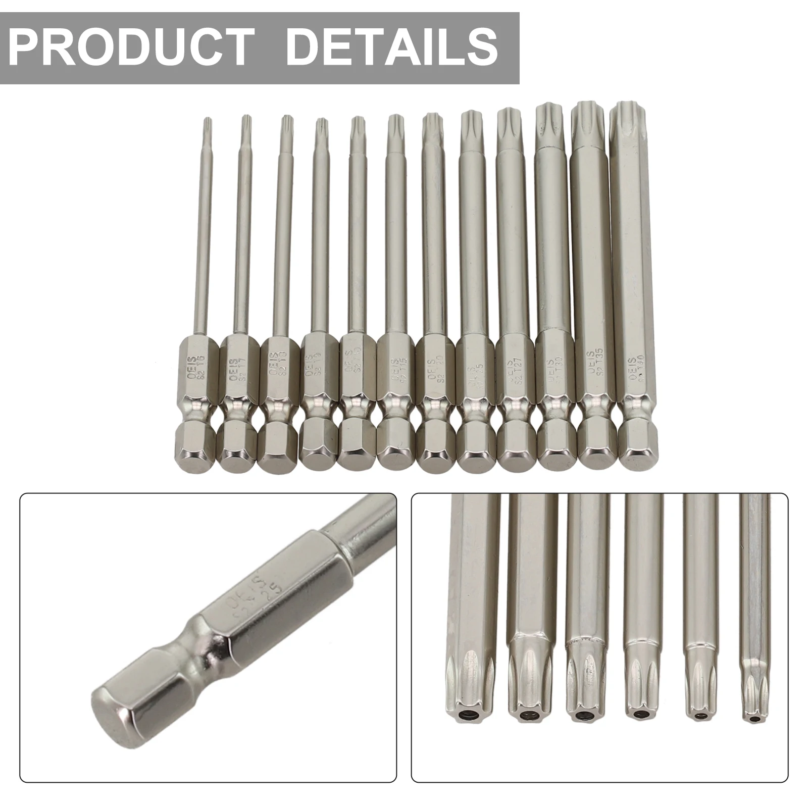 

Pneumatic Batch Screwdriver Bit Set Batch Head Plum Blossom Bit Pneumatic Screw Hole 1/4 Handle 75/100mm Hexagonal