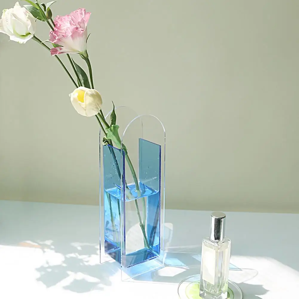 Unique Floral Container Compact Flower Pot Break Resistant Decorative Living Room Semitransparent Decorative Acrylic Vase 3