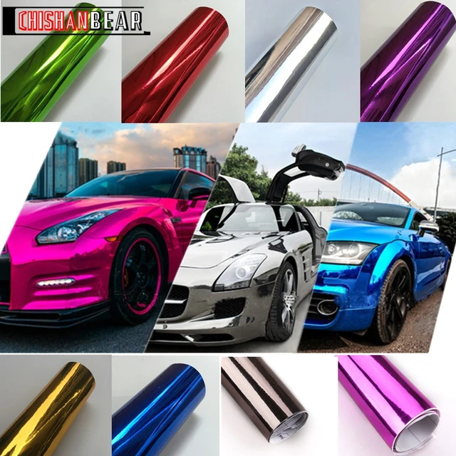 65FT x 5FT Red Flexible Chrome Vinyl Film for Car Wrapping Color