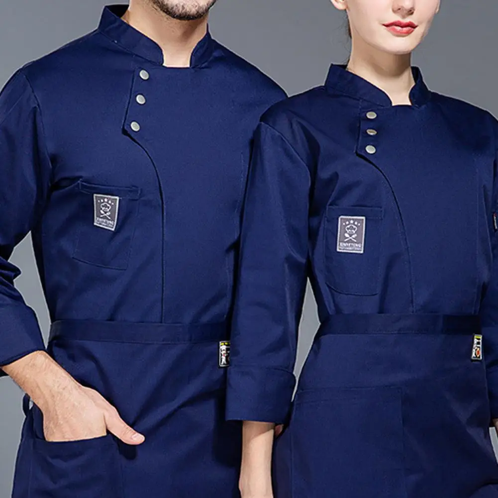 Men Women Chef Tops Single-breasted Button Chef Coat Waterproof Anti-dirty Uniforms for Men Women Solid for Restaurant