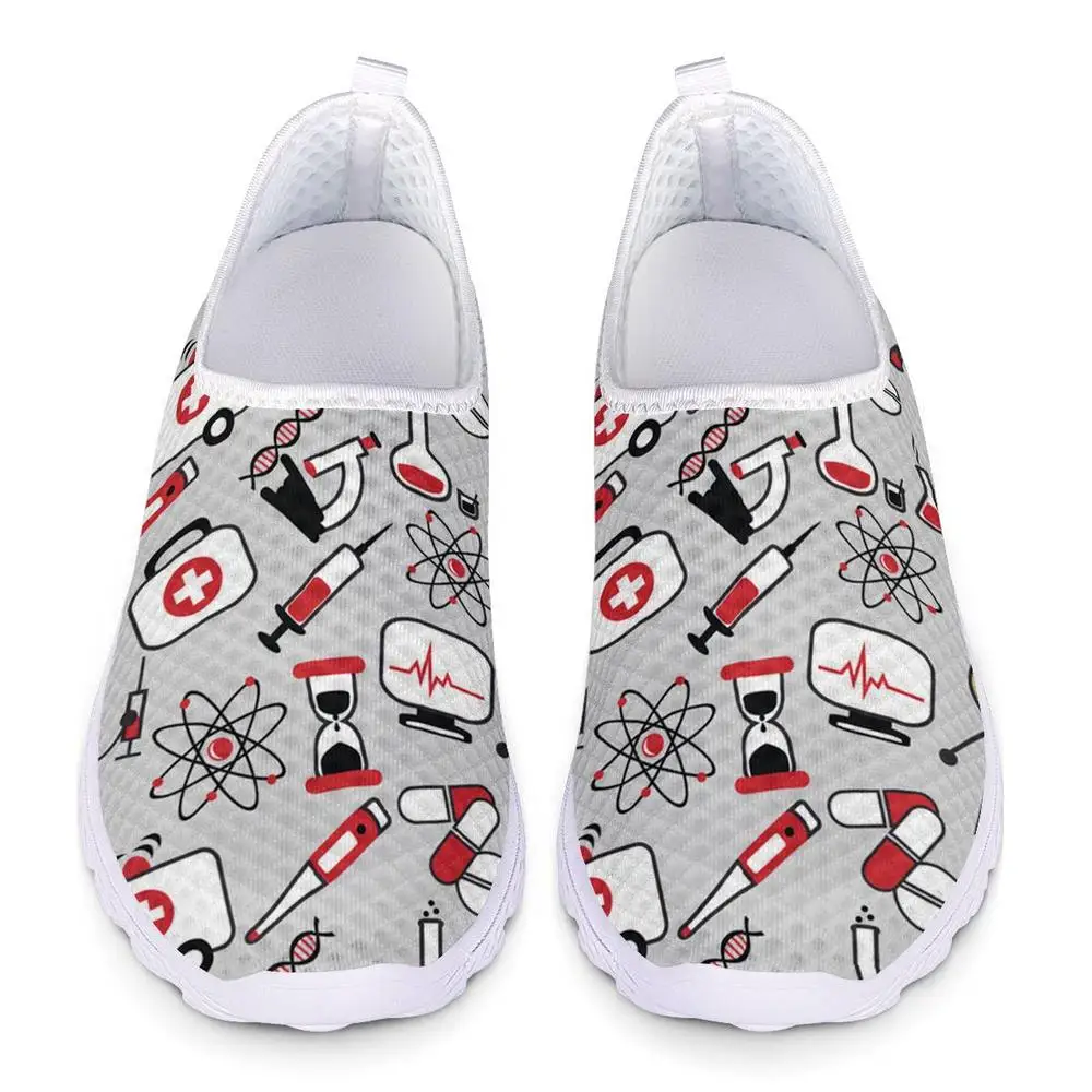 Cute Cartoon Nursing Doctor Prints Flats Shoes Women Casual Summer Slip On Sneakers Lightweight Nurse Ladies Dropship