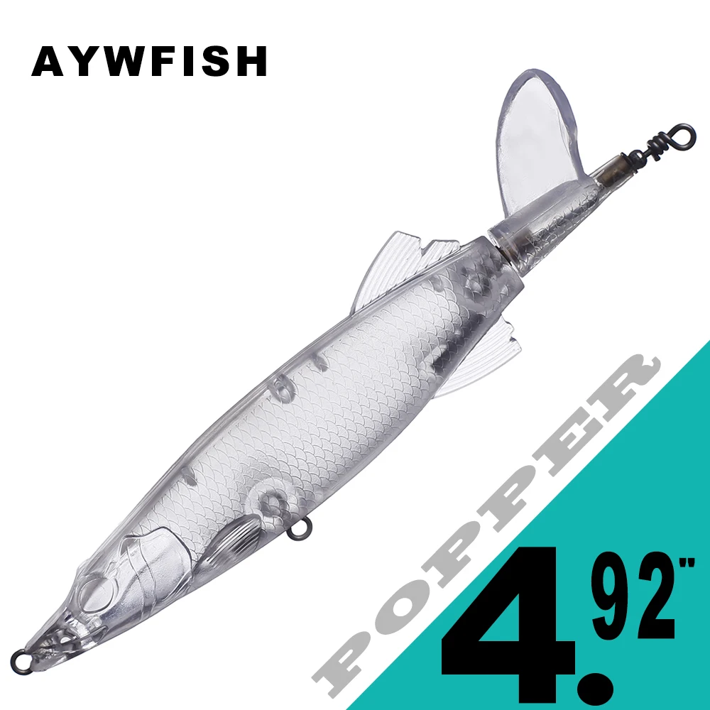 AYWFISH 5PCS / LOT Unpainted Rotating Tail Splasher Popper