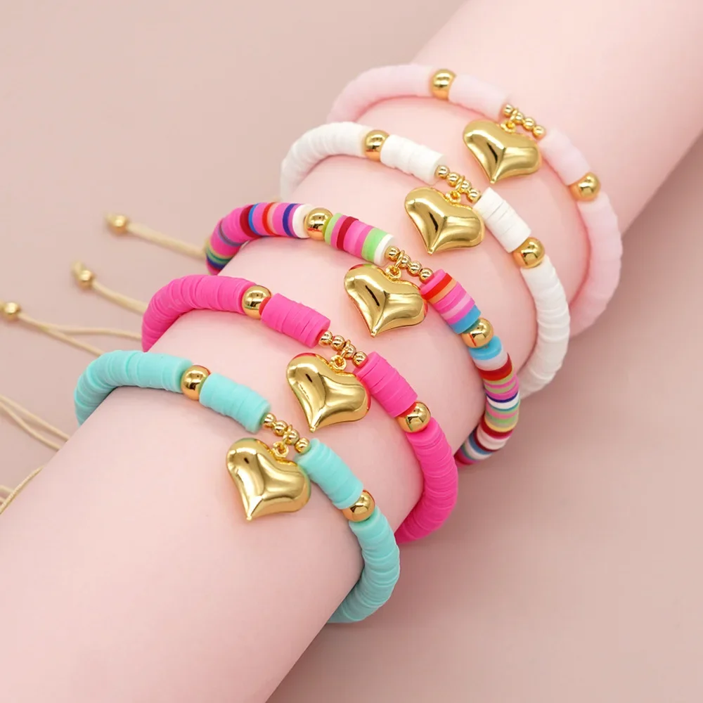 

Браслет с бусинами из полимерной глины, в форме уха, в богемском стиле, ручное вязание, регулируемый простой браслет Chroma бусины в виде риса