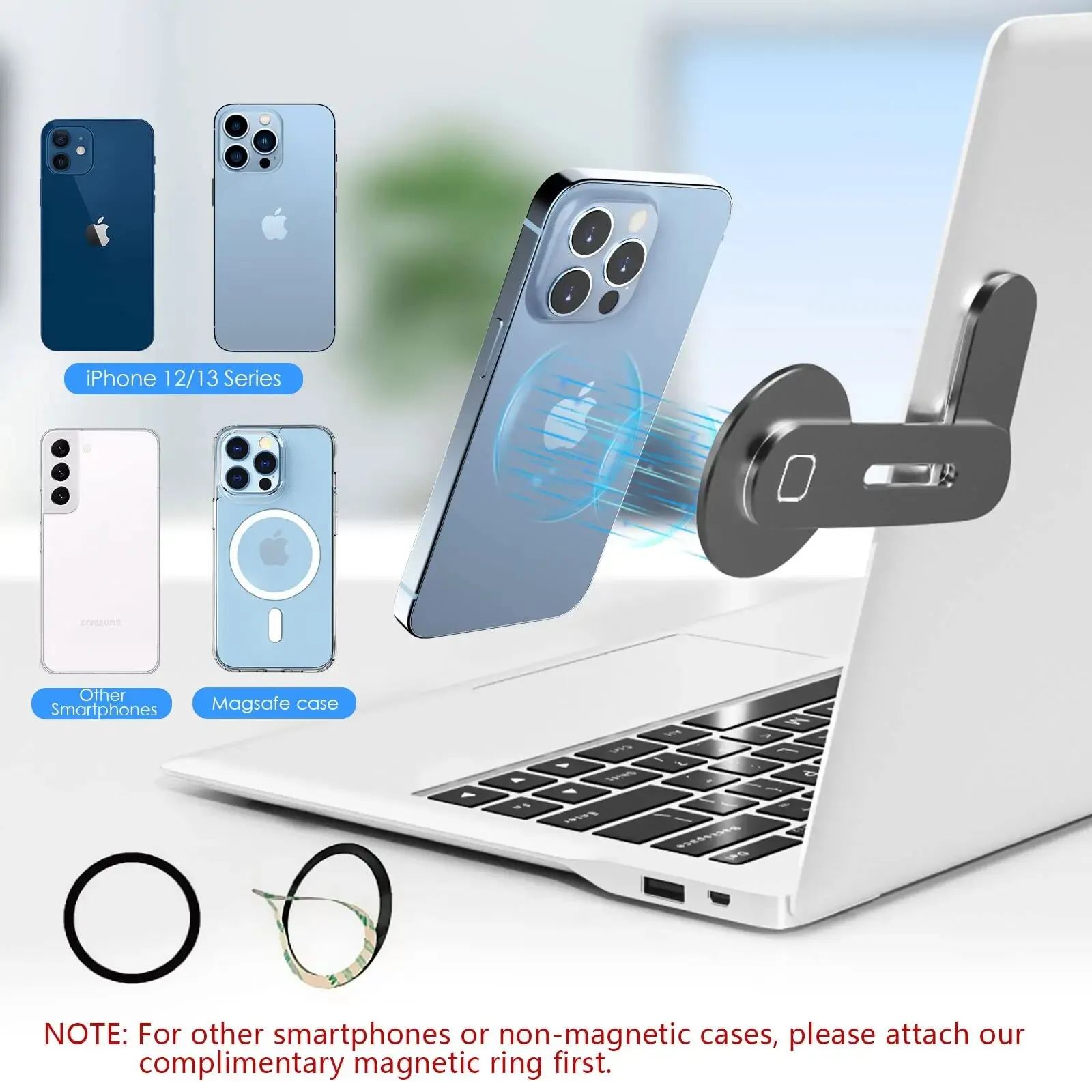 Magnetic Foldable Laptop Phone Holder for Computers and Monitors