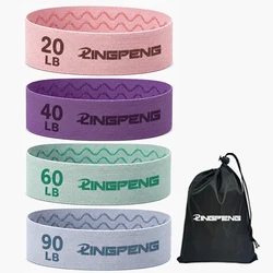 Enhanced Yoga Resistance Bands for Fitness and Exercise - 4 Adjustable Levels 20 - 90LBS (Macaron set)