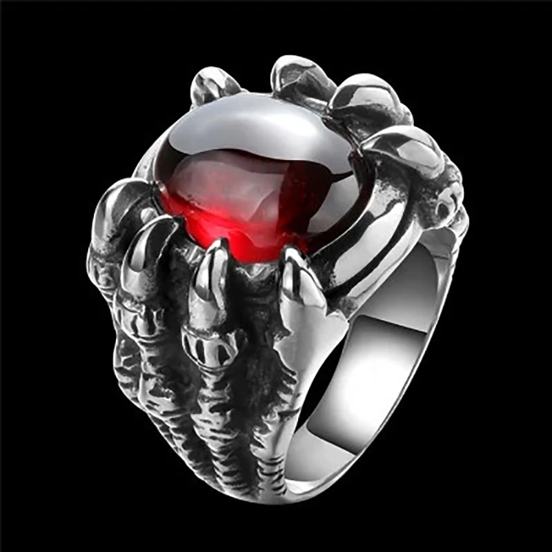 Creative Dragon Paw Rings Red Black Resin Dome Intarsiato Finger Ring Jewelry Regalo In Stile Punk Per Uomo Regalo Per La Festa Di Halloween