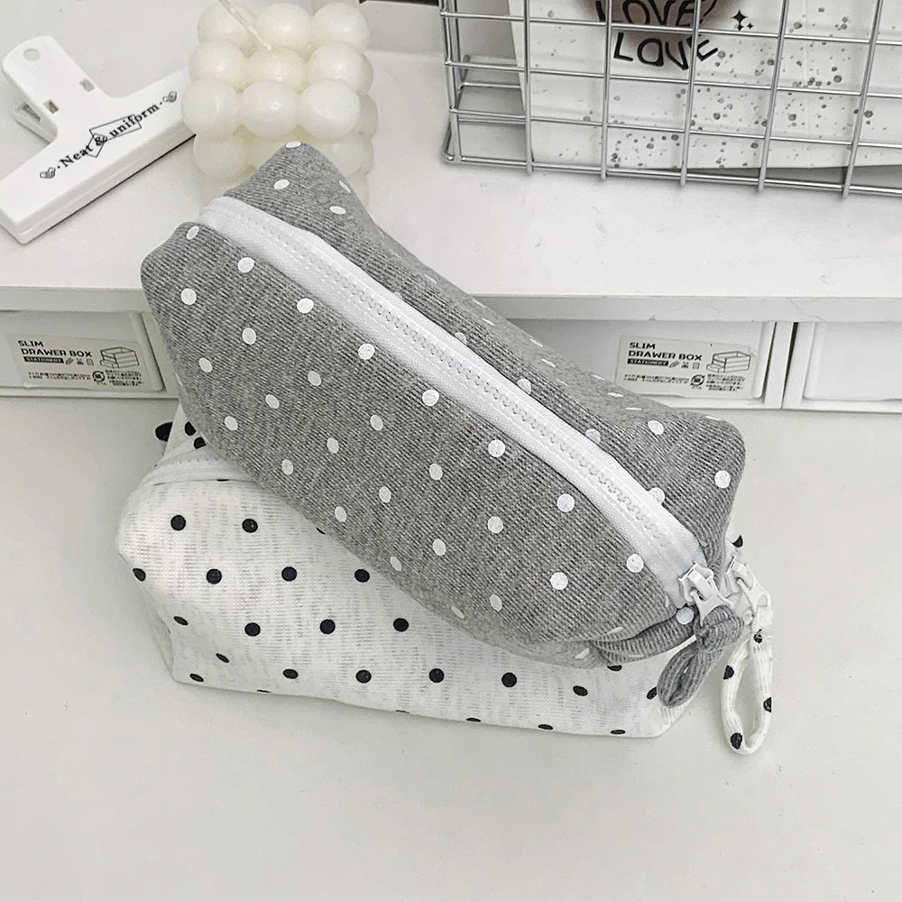 Astuccio portapenne coreano a pois, organizer scolastico di grande capacità, astuccio portatile per studenti, organizer per cancelleria, borsa per il trucco - immagine 5