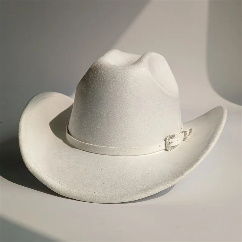 Cowboyhut Wildlederhut Marlboro Western-Stil Lederriemen Filzhut Herren- und Damen-Filzhut für Herbst und Winter Sombrero Vaquero – Detail 12