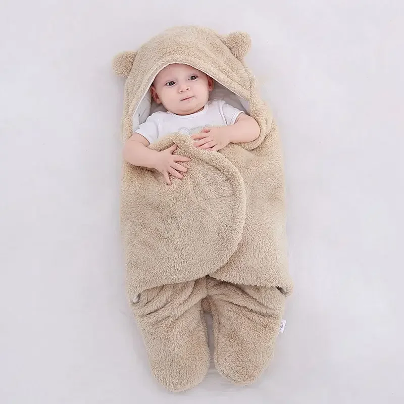 Baby Sleeping Bag Newborn Ultra-Soft Fluffy Fleece Receiving Infant Boys Girls Clothes Wrap Swaddle