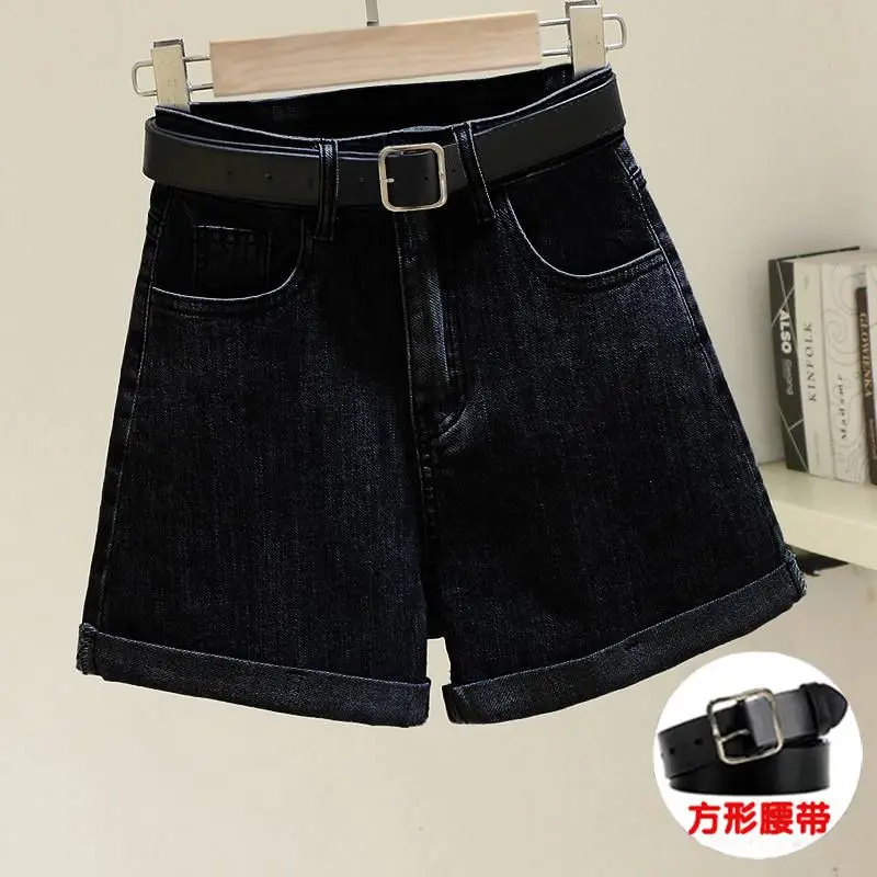 Casual High Waist All-match Denim Shorts Summer New Solid Loose Youth Wide Leg A-line Hot Pants Korean Fashion Women Clothing