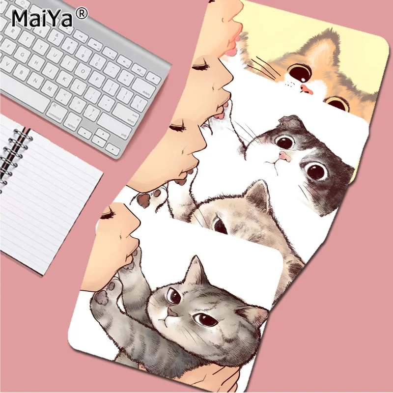 

Cute cats Mousepad Round Custom Skin Office Computer Desk Mat Table Keyboard Cushion Non-slip for PC Gamer Mousemat