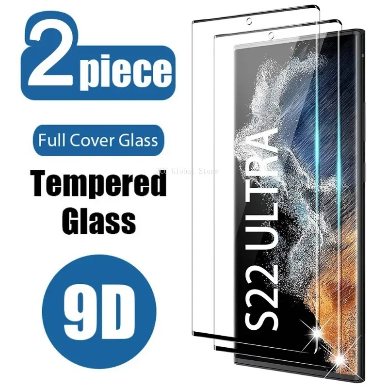 2Pcs 9D Full Cover Tempered Glass for Samsung Galaxy S22 Ultra S22 Plus