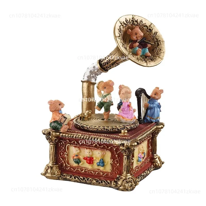 

Vintage Music Box, Phonograph Decoration, Clockwork Music Box, Practical Birthday Gift for Girls and Princess Girlfriends