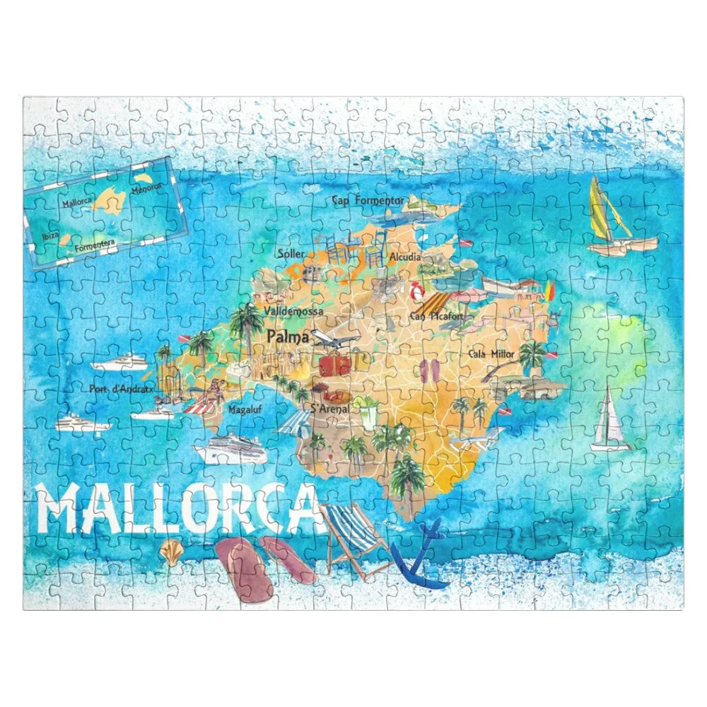 Mallorca Spain Illustrated Map with Landmarks and HighlightsJigsaw Puzzle Custom Puzzles With Photo Personalised Name Puzzle 1pc j284b l shaped high hardness 775 dc motor base fixed support with 2 screws all metal holder sell at a loss france spain