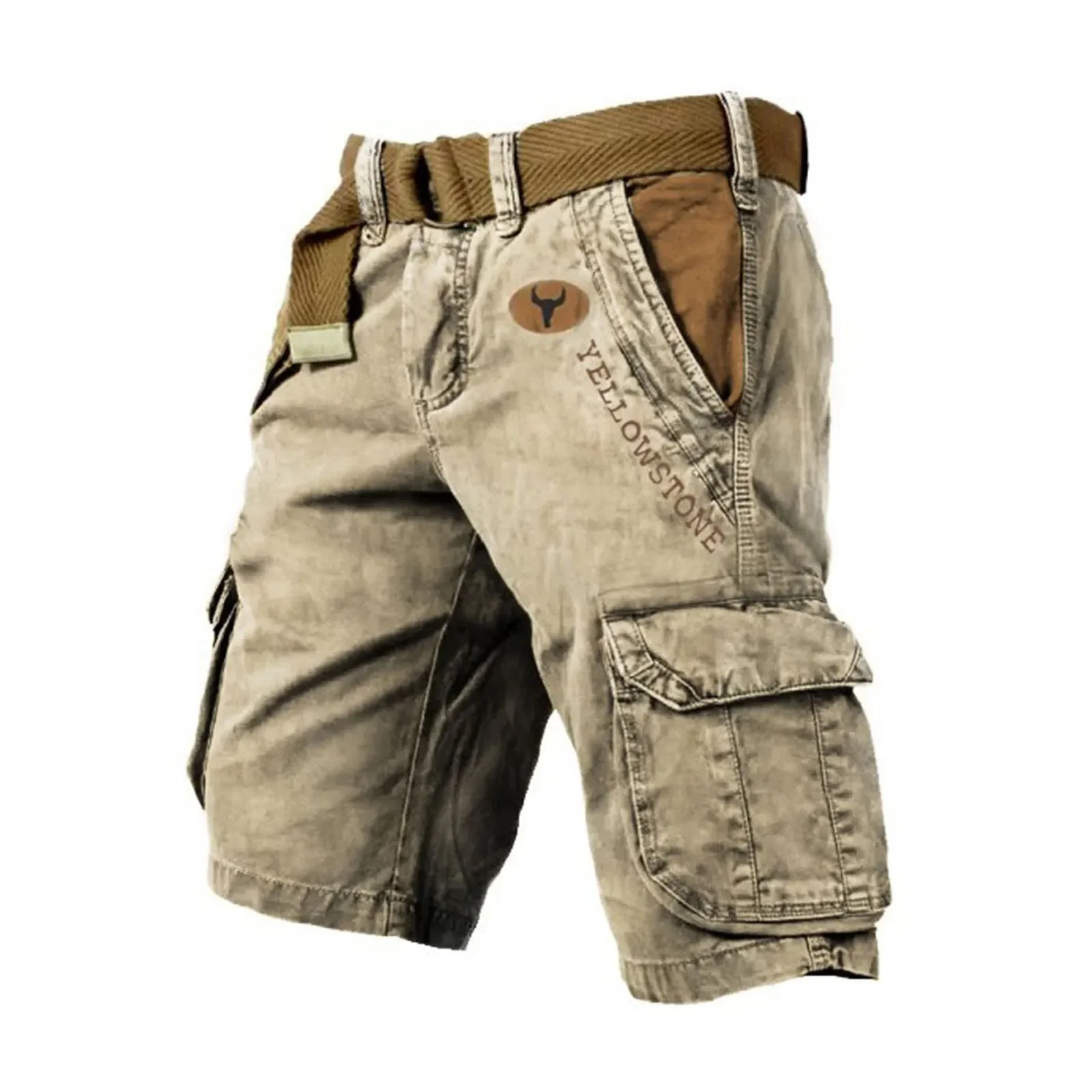 Mens Shorts Overalls Sport Loose Wear Five Quarter Casual Pants Elastic Rope Breathable Tie-Foot Trousers
